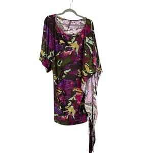 Abi Ferrin Multicolor Asymmetric Drape Dress – Made in USA – Size L